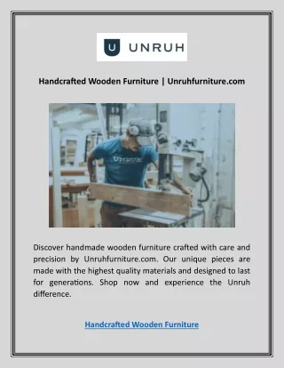 Handcrafted Wooden Furniture | Unruhfurniture.com