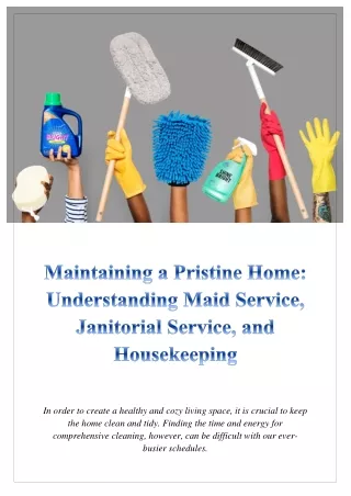 Maid Service, Janitorial Service, House Keeping Service North Bay