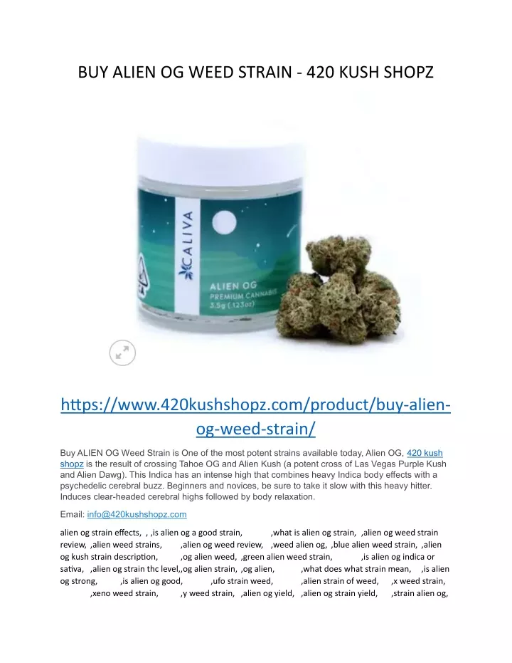 buy alien og weed strain 420 kush shopz