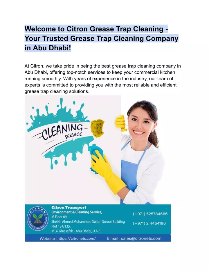 welcome to citron grease trap cleaning your