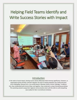 Helping Field Teams Identify and Write Success Stories with Impact
