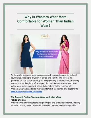 Why is Western Wear More Comfortable for Women Than Indian Wear_