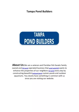 Tampa Pond Builders