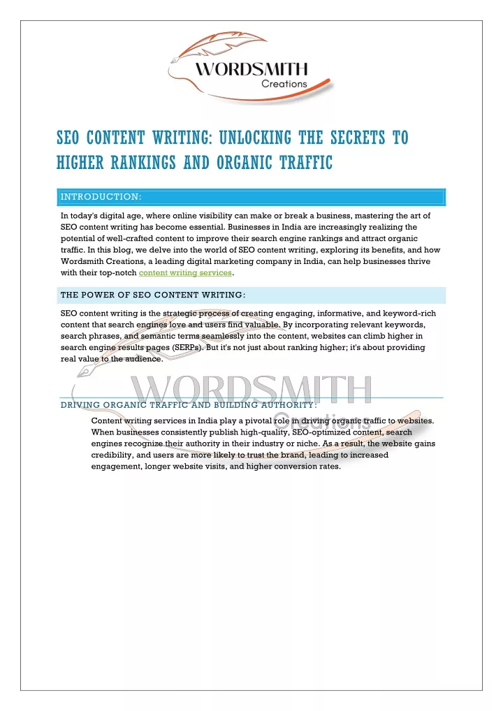 seo content writing unlocking the secrets
