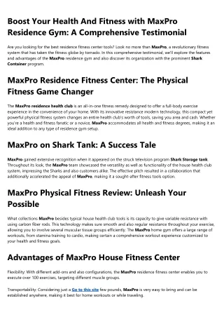 boost your health and fitness with maxpro
