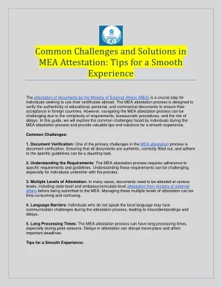 Common Challenges and Solutions in MEA Attestation Tips for a Smooth Experience