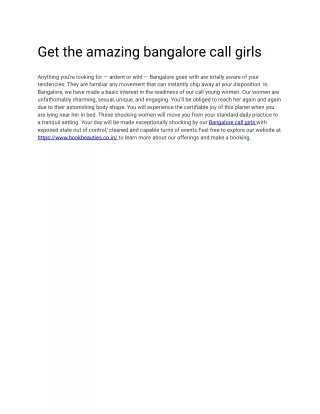Get the amazing bangalore call girls