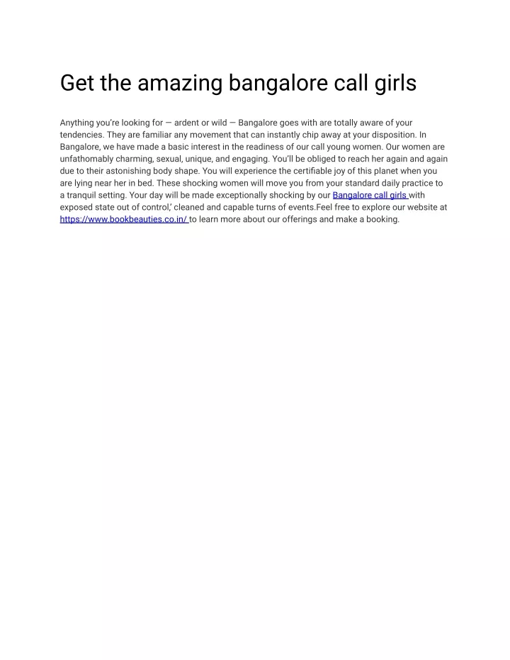 get the amazing bangalore call girls