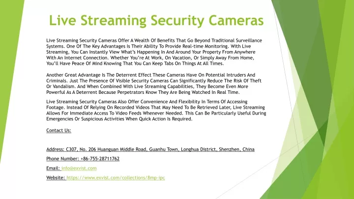 live streaming security cameras