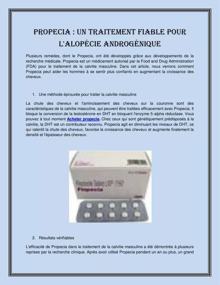 propecia un traitement fiable pour l alop