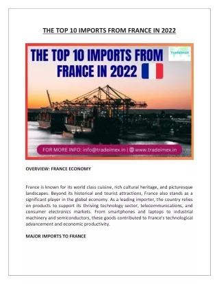 THE TOP 10 IMPORTS FROM FRANCE IN 2022