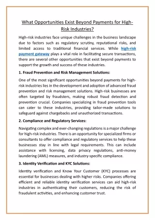 what opportunities exist beyond payments for high