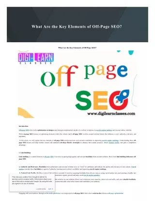 what are the key elements of off page seo