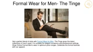 Formal Wear for Men- The Tinge