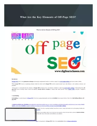 what are the key elements of off page seo