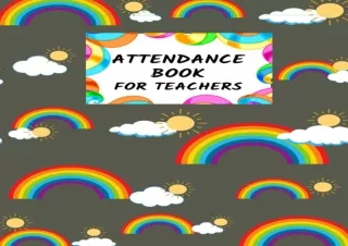 Download PDF Attendance Book For Teachers Rainbow Cloud and Sun on Black Background Theme Cover Attendance Log Book for