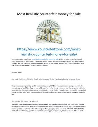 Most Realistic counterfeit money for sale