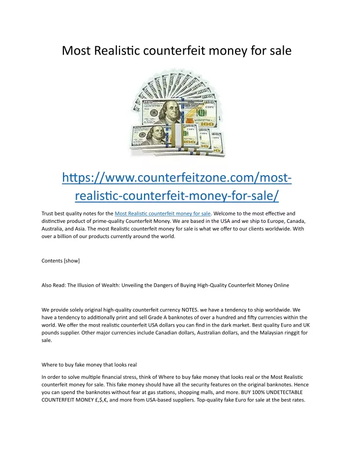 most realistic counterfeit money for sale