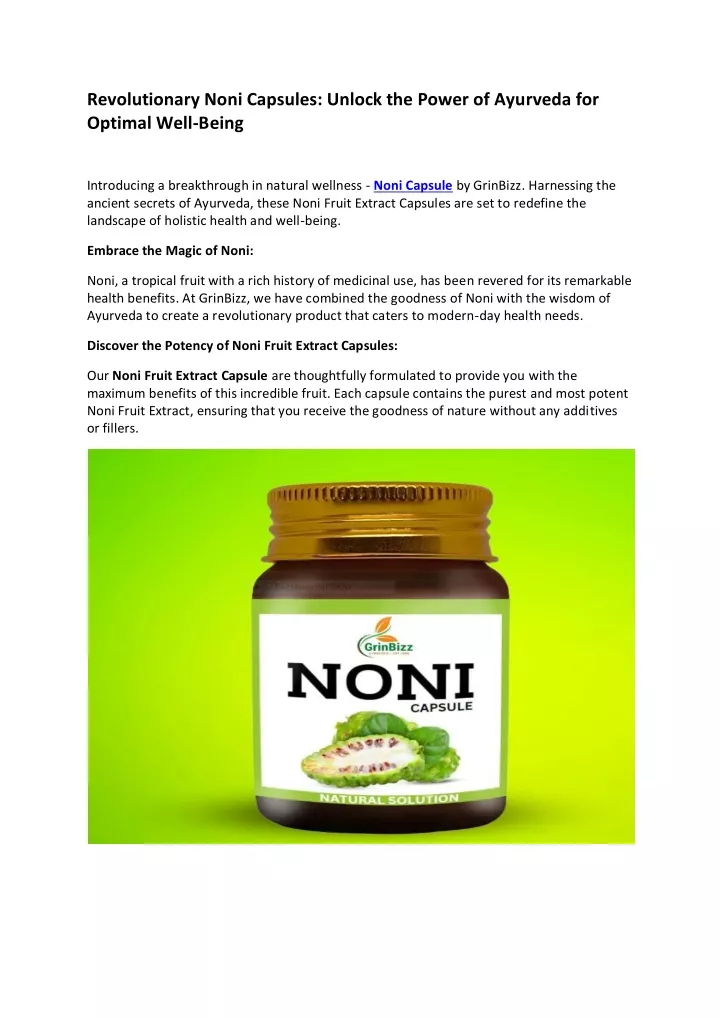 revolutionary noni capsules unlock the power