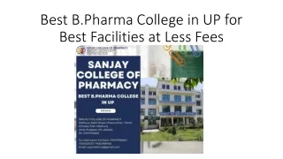 Best B.Pharma College in UP for Best Facilities at Less Fees