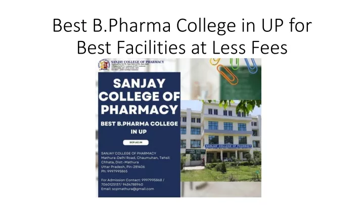 best b pharma college in up for best facilities at less fees