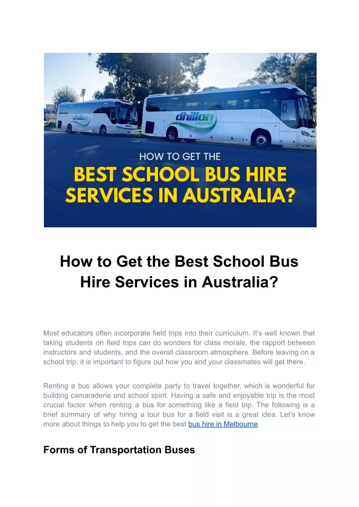 how to get the best school bus hire services