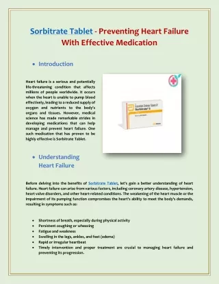 Sorbitrate Tablet - Preventing Heart Failure with Effective Medication