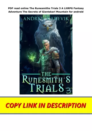 PDF read online The Runesmiths Trials 3 A LitRPG Fantasy Adventure The Secrets of Giantskarl Mountain for android
