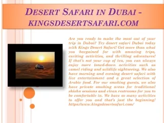 Desert Safari in Dubai - kingsdesertsafari.com