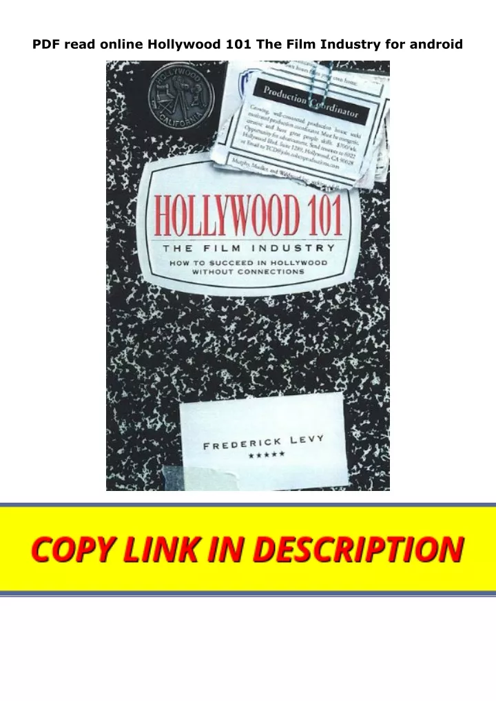 pdf read online hollywood 101 the film industry