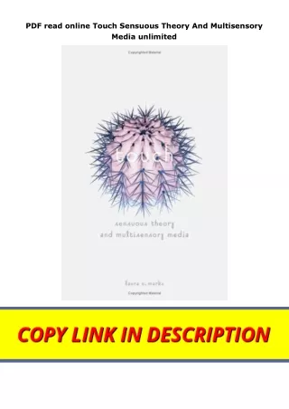 PDF read online Touch Sensuous Theory And Multisensory Media unlimited