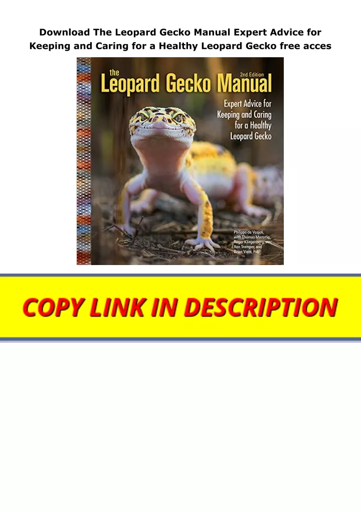 download the leopard gecko manual expert advice