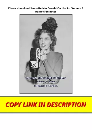 Ebook download Jeanette MacDonald On the Air Volume 1 Radio free acces