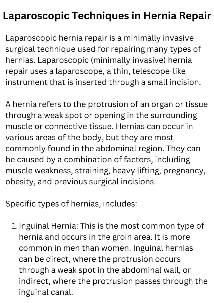 laparoscopic techniques in hernia repair