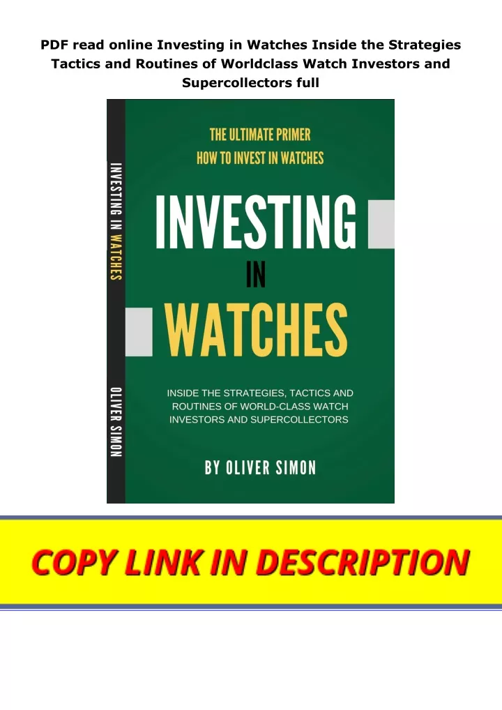 pdf read online investing in watches inside