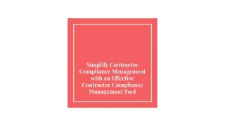 Contractor Compliance Management tool
