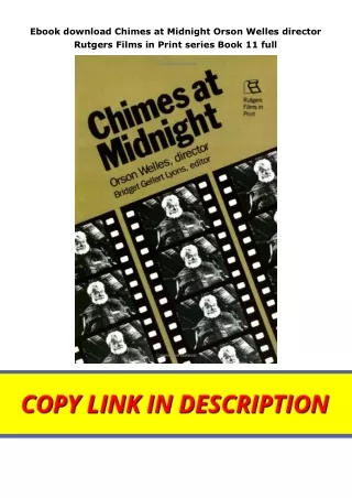 Ebook download Chimes at Midnight Orson Welles director Rutgers Films in Print series Book 11 full