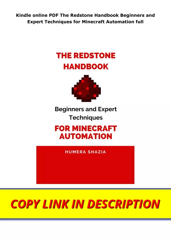 kindle online pdf the redstone handbook beginners