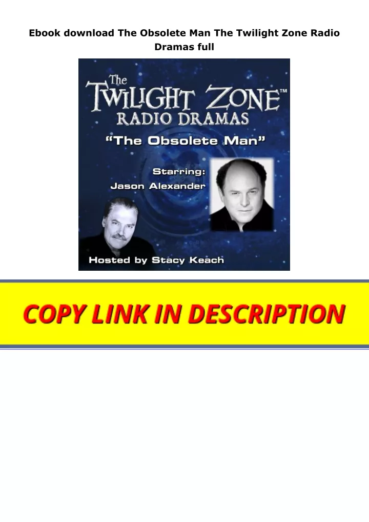 ebook download the obsolete man the twilight zone