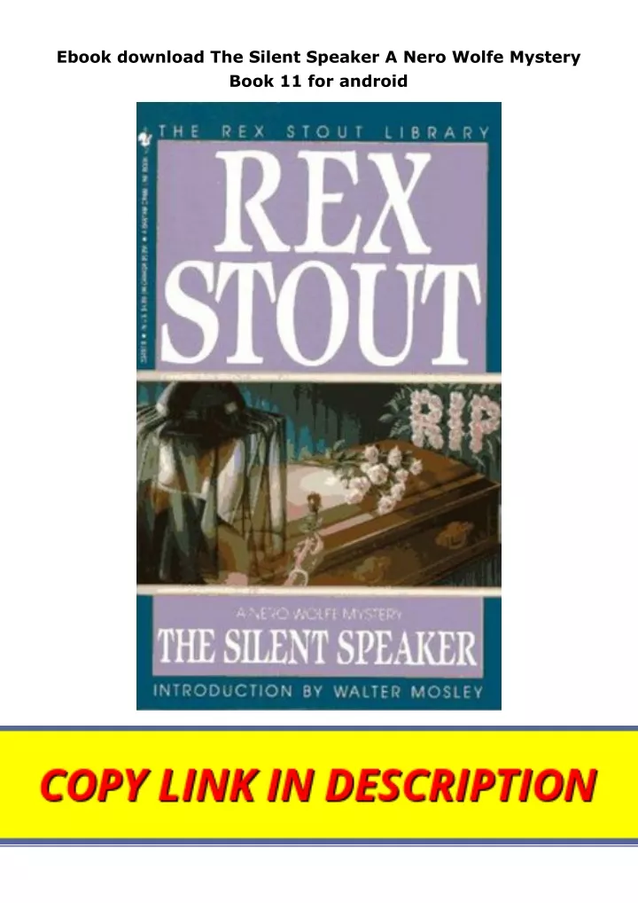 ebook download the silent speaker a nero wolfe