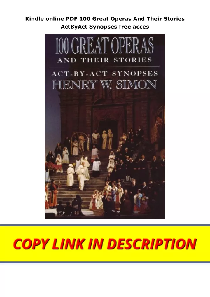 kindle online pdf 100 great operas and their