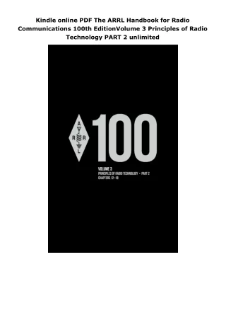 Kindle online PDF The ARRL Handbook for Radio Communications 100th EditionVolume 3 Principles of Radio Technology PART 2