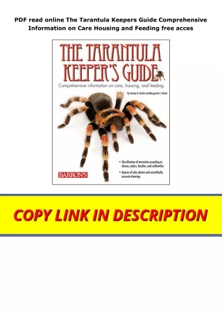 PDF read online The Tarantula Keepers Guide Comprehensive Information on Care Housing and Feeding free acces
