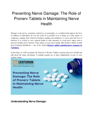 Preventing Nerve Damage