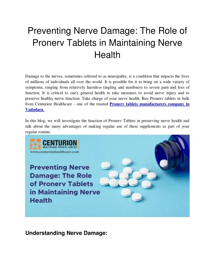 preventing nerve damage the role of pronerv