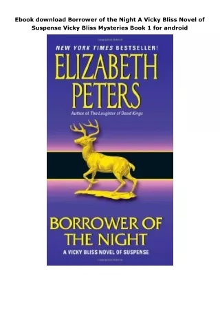 Ebook download Borrower of the Night A Vicky Bliss Novel of Suspense Vicky Bliss Mysteries Book 1 for android