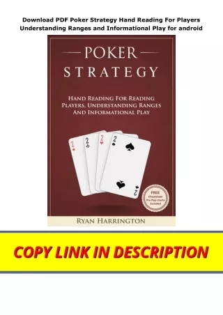 Download PDF Poker Strategy Hand Reading For Players Understanding Ranges and Informational Play for android