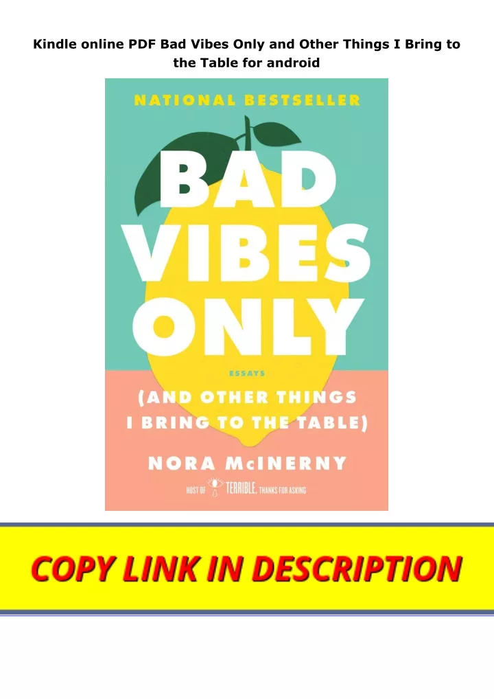 kindle online pdf bad vibes only and other things