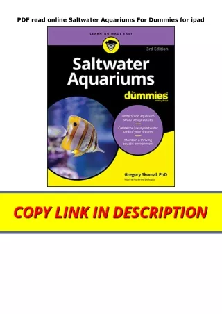 PDF read online Saltwater Aquariums For Dummies for ipad