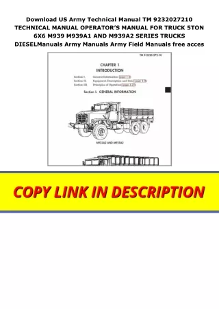 Download US Army Technical Manual TM 9232027210 TECHNICAL MANUAL OPERATOR’S MANUAL FOR TRUCK 5TON 6X6 M939 M939A1 AND M9